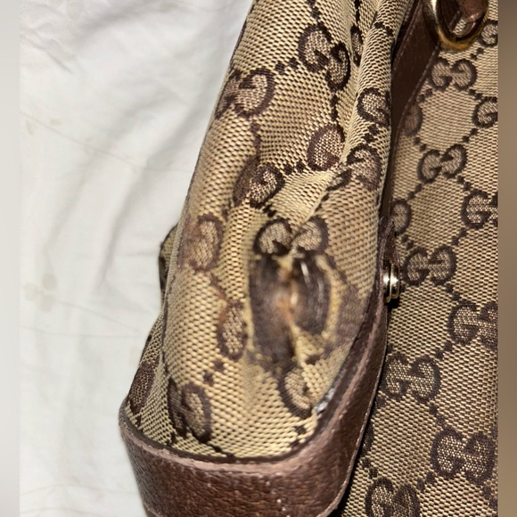 Used Vintage Gucci purse. Brown and tan web design. - Picture 4 of 14